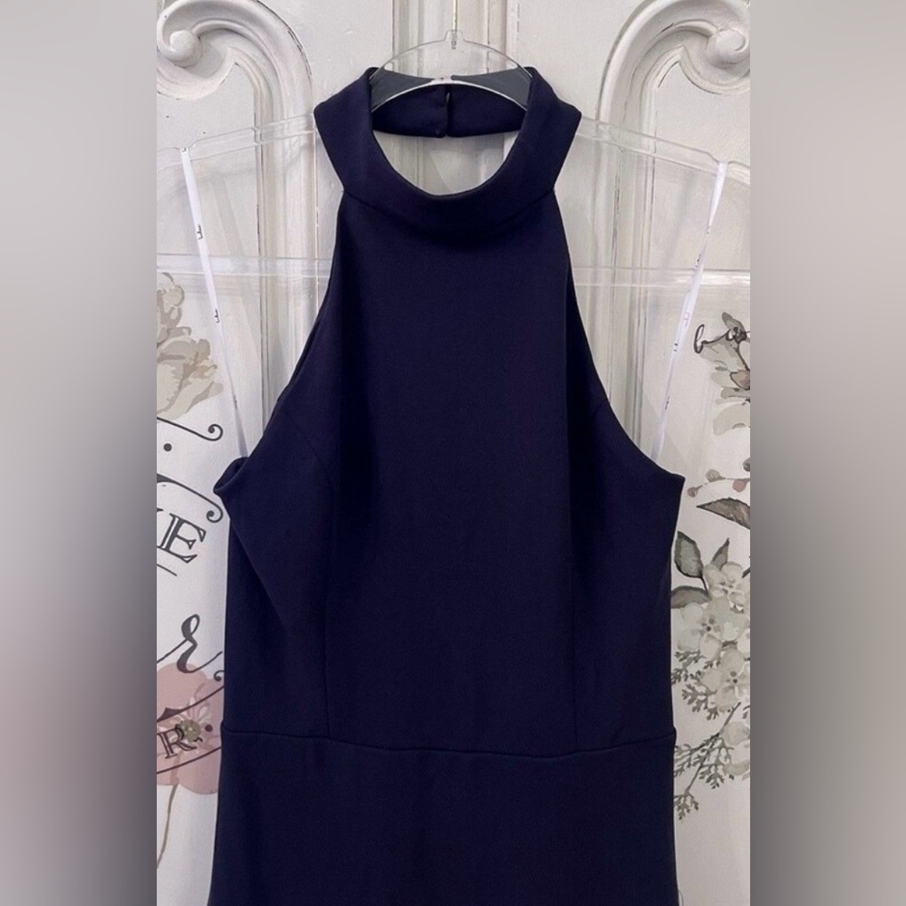 Lulus NWT “Majestic Perfection” Navy Blue Ruffled Halter Maxi Dress. Size Small. - Picture 10 of 16